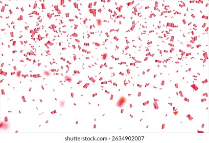 Red confetti celebration party background design, Falling shiny red color confetti isolated on transparent background. Can be used for celebration, Christmas, New Year, Carnival festivity, confetti