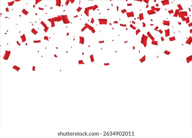 Red confetti celebration party background design, Falling shiny red color confetti isolated on transparent background. Can be used for celebration, Christmas, New Year, Carnival festivity, confetti