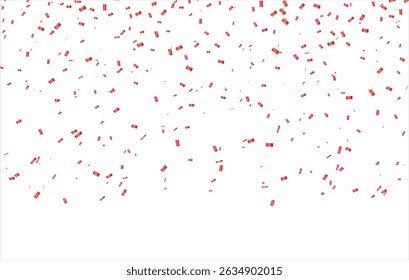 Red confetti celebration party background design, Falling shiny red color confetti isolated on transparent background. Can be used for celebration, Christmas, New Year, Carnival festivity, confetti