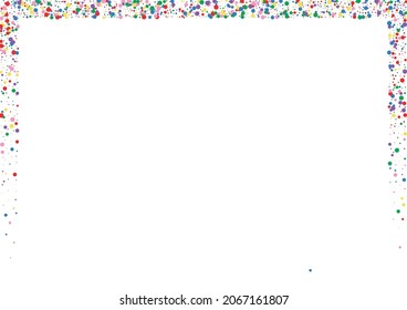 Red Confetti Circular Illustration. Circle Rainbow Background. Yellow Element Round. Multicolored Colorful Dot Texture.