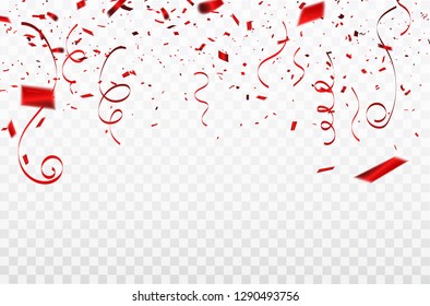 Red confetti concept design template Happy Valentine's Day, background Celebration Vector illustration.