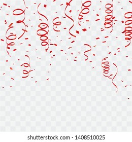 Red confetti concept design template Happy Valentine's Day, background Celebration Vector illustration.