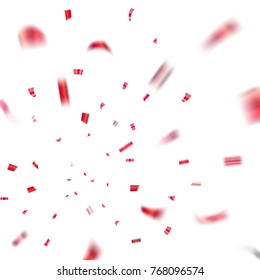Red confetti explosion celebration isolated on white background. Falling confetti. Abstract decoration party, birthday celebrate or Christmas, New Year confetti decor Vector illustration