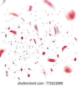 Red confetti explosion celebration isolated on white background. Falling confetti. Abstract decoration party, birthday celebrate or Christmas, New Year confetti decor Vector illustration
