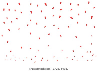 Confeti rojo que cae en el fondo blanco, superposición festiva del confeti del papel rojo, efecto del confeti de la decoración del partido para el Festiva y el fondo del acontecimiento