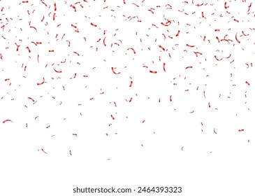 Red confetti, falling paper ribbons isolated on white background. Birthday party decoration. Vector illustration.