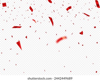 Red Confetti Isolated. Celebrate Vector Illustration