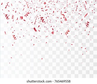 Confetti vermelho isolado. Fundo festivo. Ilustração vetorial