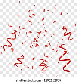 Red confetti isolated on checkered background. Festive vector illustration EPS10