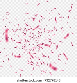 Red confetti isolated on checkered background. Festive vector illustration