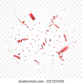 Red Confetti , Isolated On Transparent Background