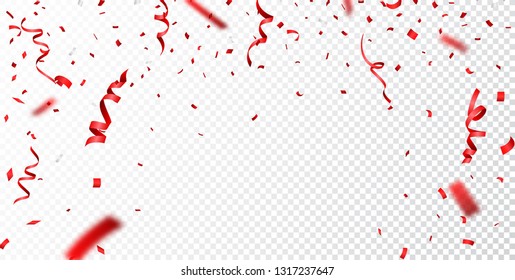 Red confetti , isolated on transparent background