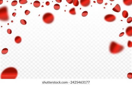 Red confetti isolated on transparent background. Vector illustration.