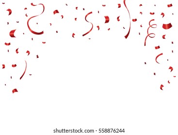 Red confetti isolated on white background