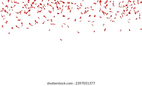 Confeti rojo con Feliz Navidad cayendo brillante brillo. Año Nuevo, cumpleaños, lujo de tarjetas de felicitación