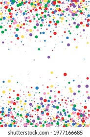 Red Confetti Rainbow Texture. Dot Paint Illustration. Yellow Sale Round. Multicolored Event Circle Background.