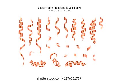 Red Confetti and serpentine, isolated realistic different shapes