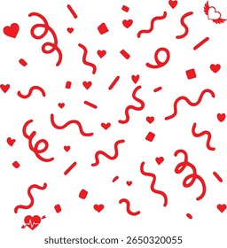 red confetti in transparent background
