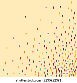 Red Confetti Vector Beige Background. Colorful Foliage September Pattern. October Leaf Illustration. Orange Leaf Backdrop.