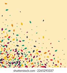 Red Confetti Vector Beige Background. Autumn Leaf Fall Illustration. Herbarium Foliage Texture. Bright Leaf Template.