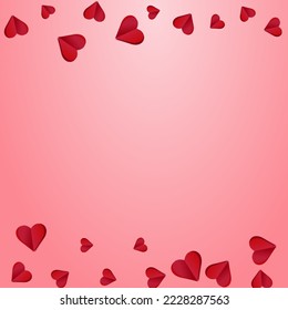 Red Confetti Vector Pink  Backgound. Valentine Hearts Pattern. Burgundy Romance Heart Concept.