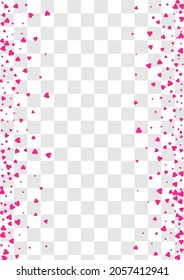 Red Confetti Vector Transparent Backgound. Valentine Hearts Card. Burgundy Decoration Papercut Pattern.