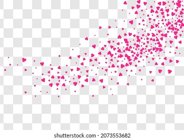Red Confetti Vector Transparent Backgound. Valentine Heart Poster. Maroon Color 3d Papercut Concept.