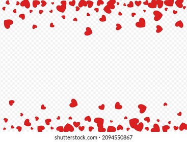 Red Confetti Vector Transparent Backgound. Paper Papercut Card. Maroon Color Happy Heart Border.