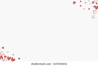 Red Confetti Vector Transparent Backgound. Happy Papercut Poster. Maroon Color Paper Heart Pattern.