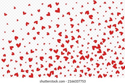 Red Confetti Vector Transparent Backgound. Wedding Hearts Poster. Maroon Color Decoration Papercut Texture.