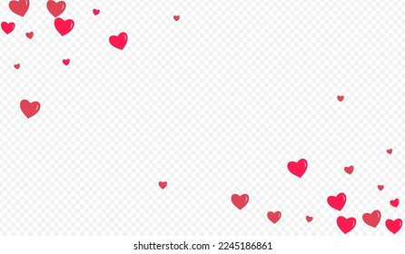 Red Confetti Vector Transparent Backgound. Wedding Papercut Pattern. Pink Decoration Heart Illustration.