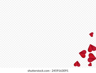 Red Confetti Vector Transparent Backgound. Cut Hearts Illustration. Burgundy Love Papercut Postcard.