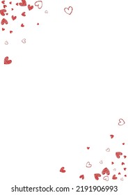 Red Confetti Vector White Backgound. Birthday Heart Banner. Burgundy 3d Hearts Illustration.