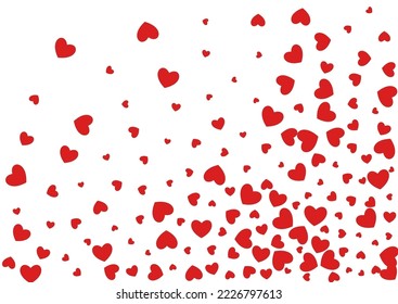 Red Confetti Vector White Backgound. Valentine Heart Illustration. Burgundy Decoration Hearts Postcard.