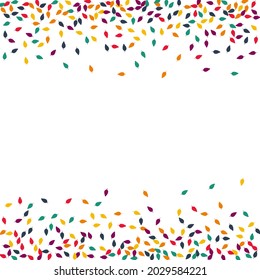 Red Confetti Vector White Background. Bright Foliage Season Template. Natural Leaf Design. Colorful Foliage Card.