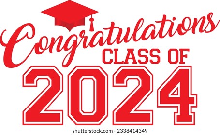 Red Congratulations Class of 2024