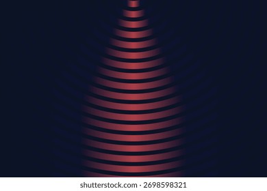 Red Conical Wave Lines. Abstract Symmetrical Gradient Pattern