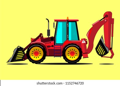 red construction bulldozer