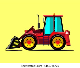 red construction bulldozer