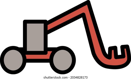 Coche rojo de construcción, ilustración, vector, sobre un fondo blanco.