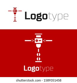 Ícone vermelho da jaqueta da construção isolado no fundo branco. Elemento de modelo de design de logotipo. Ilustração de vetor