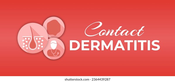 Banner de ilustración de fondo de dermatitis de contacto rojo