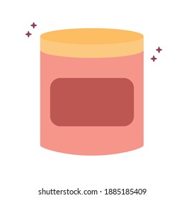 red container for cream with sparks vector illustration design