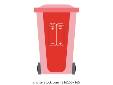 Red container for hazardous waste, such as batteries