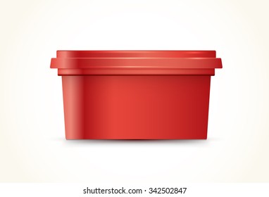 Red container for margarine spread, butter or melted cheese vector design