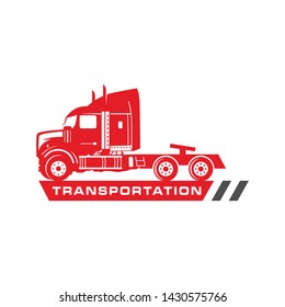 Red container truck logo design