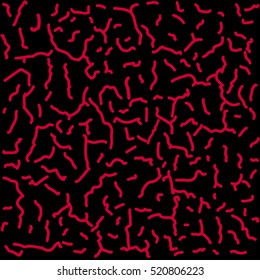 red contours. abstract worms. black background.