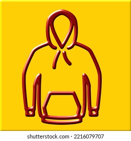 Red contours of a sweatshirt on a yellow background. Vector image.