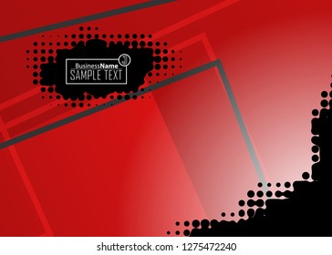 Red contrast abstract technology background. Red corporate design. Abstract tech corporate red design flyer background. Black geometric illustration for flyer, brochures, web graphic design background