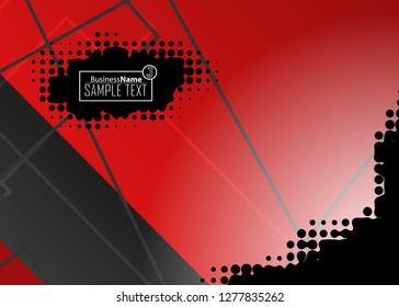 Red contrast abstract technology background. Red corporate design. Abstract tech corporate red design flyer background. Black geometric illustration for flyer, brochures, web graphic design background